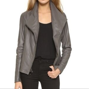 VINCE Scuba Leather Jacket Grey Taupe Size Medium